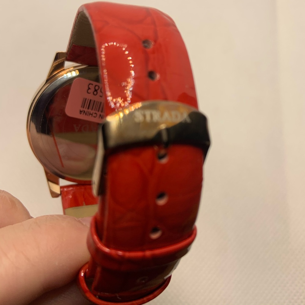 STRADA WATCH WITH RED FAUX LEATHER BAND - Picture 8 of 8